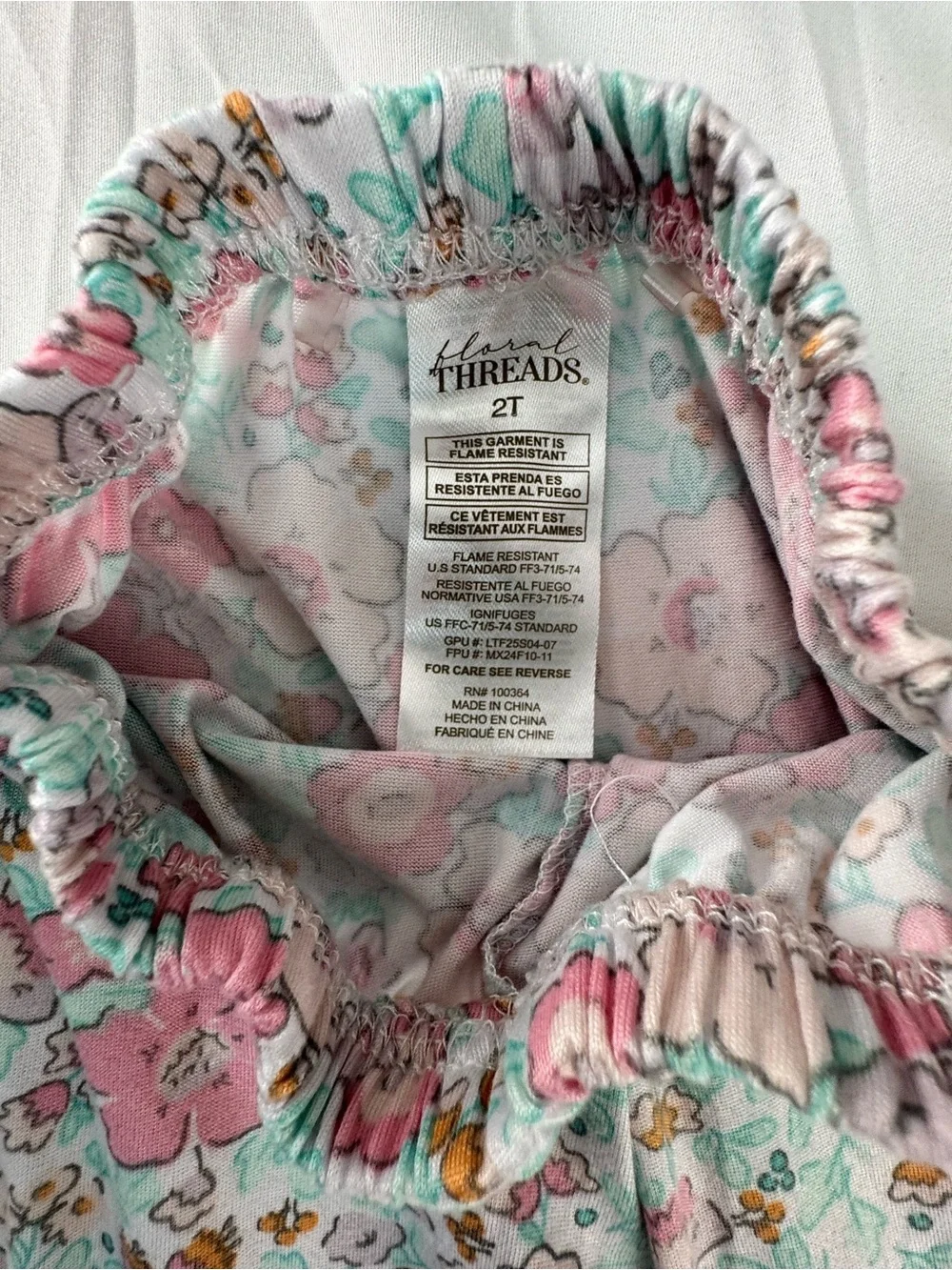 Girls Pink & Mint Floral Short-Sleeve Pajama Set - Picture 6 of 7